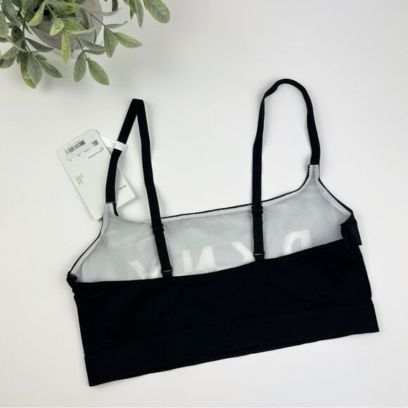 DKNY Cotton Blend Logo Wire-Free Bralette DK4509 Black & White Size Medium - Picture 2 of 3
